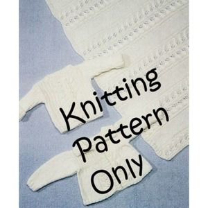 New Reynolds 82097 Signature Baby Set Top Afghan Sweater Knitting Pattern